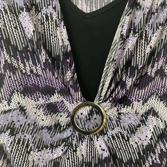 Shimmery Top. Studio 1940. Purple/Black. - Picture 4 of 10
